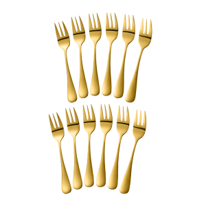 Gebaksvorkjes goud set van 12 op witte achtergrond