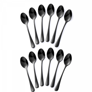 12 ovale theelepels zwart