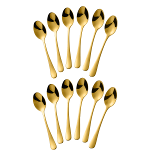 12 ovale theelepels goud