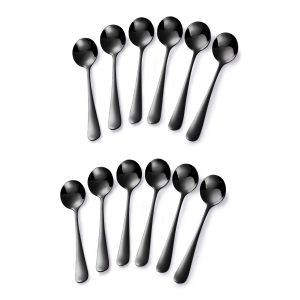 12 ronde theelepels zwart